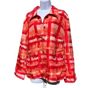 Susan Graves blazer red orange 1x lightweight summer